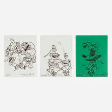 Tomás Esson, Three works from the Wet Drawings series, 1999, pastel on paper