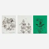 Tomás Esson, Three works from the Wet Drawings series, 1999, pastel on paper
