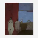 Joy Laville, Untitled (Figures in Interior), gouache and pastel on paper