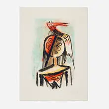 Wifredo Lam, Sans titre I, 1981, lithograph in colors