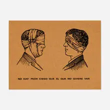 Rubén Torres Llorca, No hay peor ciego que el que no quiere ver, 1989, ink on cork panel
