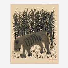 Ben Shahn, One Must Know the Animals (from the For the Sake of a Single Verse Rilke portfolio), 1968, lithograph on Richard de Bas handmade