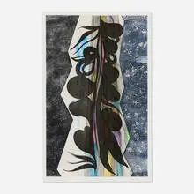 Chris Ofili, Rincon Falls - Black Leaf, 2008, spit bite and sugar lift aquatint in colors with drypoint on Somerset