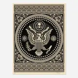 Presidential Seal (Black) by Shepard Fairey, 2007, 1-color screenprint on cream paper, sold Oct 2025