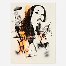 Leo Gabin, Debut, 2007, 1-color screenprint with spray paint hand-embellishment on cotton rag