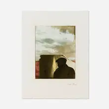 Joseph Cornell, Untitled (Landscape with Figure) (from the Prints for Phoenix House portfolio), 1972, photogravure in colors