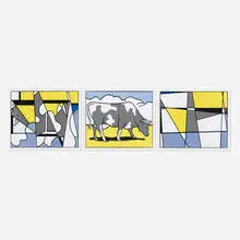 Roy Lichtenstein, Cow Triptych (Cow Going Abstract), 1982, screenprint on paper