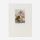 Reflejos de luna (from the Caprices de Goya de Dalí portfolio) by Salvador Dalí, 1977, drypoint etching and heliogravure in colors with stencil on BFK Rives, sold Oct 2025