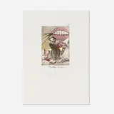 Duendecitos (from the Caprices de Goya de Dalí portfolio) by Salvador Dalí, 1977, drypoint etching and heliogravure in colors with stencil on BFK Rives, sold Oct 2025