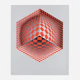 Victor Vasarely, Mertan, 1981, screenprint in colors on metallic wove paper