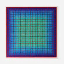 Julian Stanczak, Conferring Blue, 1981, screenprint in colors