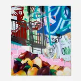 John Matos, Fruits, spray paint on wood and metal assemblage