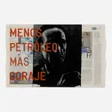 Menos Petroleo Mas Coraje by Rirkrit Tiravanija and Tomas Vu, 2015, screenprint on newspaper, sold Sep 2025