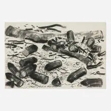 David Nash, Charring Ends for Black Dome, 1986, charcoal on paper