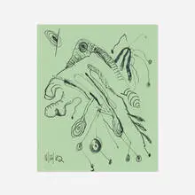 Carroll Dunham, Untitled (11/16/82), 1982, ink on colored paper