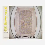 Keith Haring, Stedelijk Museum exhibition announcment with original drawing, 1986, ink on offset lithograph in colors