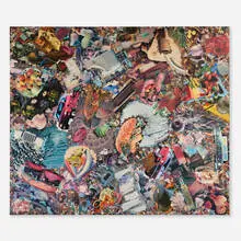 Al Souza, Juxtapose, 2000, puzzle piece collage on wood panel