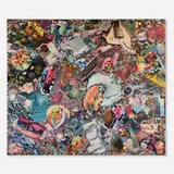Al Souza, Juxtapose, 2000, puzzle piece collage on wood panel