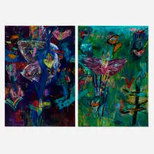 Ford Crull, Wanderlust (diptych), 1988, oil and oil stick on canvas