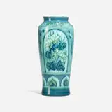 Decorated Porcelain vase with Hispano-Moresque patterns within panels by William E. Hentschel for Rookwood Pottery, sold Nov 2023