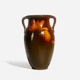 Two-handled Standard Glaze vase with tulips by Sturgis Laurence for Rookwood Pottery, sold Nov 2023