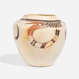 attribution Nampeyo, Hopi-Tewa seed pot with bird-like designs, c. 1920, hand-painted earthenware