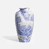 Fine Wax Mat vase with spotted deer, conifers and exotic flowers by Elizabeth Barrett for Rookwood Pottery, sold Nov 2023