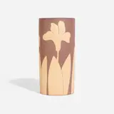 Hylong Pottery, Two-color cylindrical vase with irises