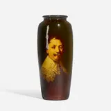 Standard Glaze portrait vase with a cavalier (after Rembrandt) by Grace Young for Rookwood Pottery, sold Nov 2023