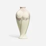 John Dee Wareham for Rookwood Pottery, Experimental Iris Glaze vase with lotus blossoms and a pod
