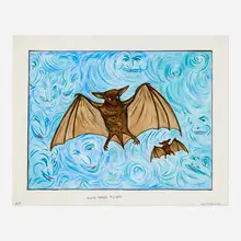 Hope Takes Flight by Marcel Dzama, 2019, mixed media on paper, sold May 2024