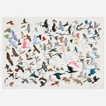 Jane Mount, Untitled (Birds for Jason), gouache and ink on paper