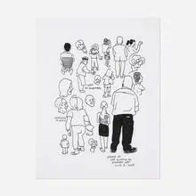 Jason Polan, People at the Museum of Modern Art July 9, 2009, 2009, ink on paper