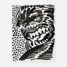 Untitled (Wolfman) by Jason Polan, 2019, ink on paper, sold May 2024