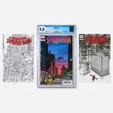 Jason Polan for Marvel, Spider-Man Variant Cover collection, 2019, bound printed paper, ink on paper, stickers