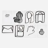 Jason Polan, Certain Favorite Shapes (series of eight works), 2019, ink on paper