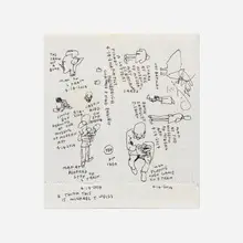 Jason Polan, Untitled (Bag Drawing), 2014, ink on found paper bag