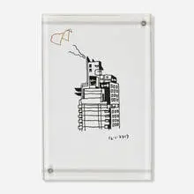 Jason Polan, Untitled (Batman), 2019, ink on paper in artist's frame