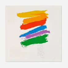 promise by Corita Kent, 1978, screenprint in colors, sold Apr 2024