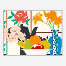 Tom Wesselmann, Still Life with Petunia, Lilies, and Fruit, 1988, screenprint in colors on 100% rag 4-ply Museum Board