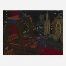 Jack Beal, Chicago, 1979, lithograph in colors on black wove paper