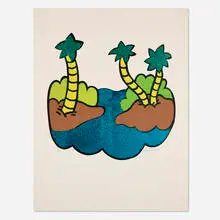 Edward C. Flood, Blue Lagoon, 1969, screenprint in colors with glitter addition