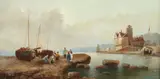 Anton Schoth, Unloading the Day'S Catch, Oil on canvas
