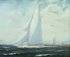 J.W. Wagner, Enterprise & Shamrock Iii, Oil on canvas