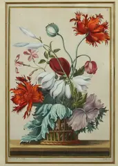 Jean-Baptiste Pillement, Bouquet of Flowers, Hand-colored engraving; published by Jean-Baptiste Crépy