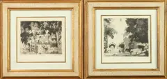 Daniel Garber, Untitled, HOLCOMB'S MILL and BARNYARD: TWO WORKS, signed, titled and noted "DA imp" in pencil lower margin