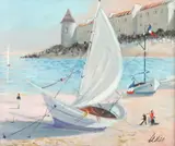 Charles Levier, La Plage, Oil on canvas
