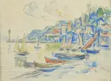 Paul Signac, Sailboats in Cove, Watercolor and gouache over pencil