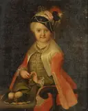Portrait of Child in Stranded Pearl Hat by British School, PORTRAIT OF CHILD IN STRANDED PEARL HAT, oil on canvas, sold Nov 2013