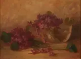Benjamin Champney, Still Life with Purple Flowers in Glass Bowl, Oil on canvas